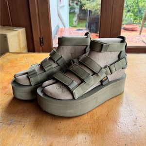 Teva Green Platform Mevia Gladiator Sandals